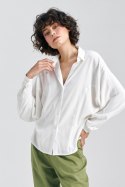 Bluzka oversize fason nietoperz B158 Ecru - Nife Nife Bluzka oversize fason nietoperz B158 Ecru - Nife Nife