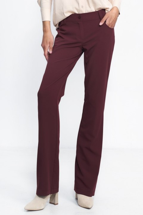 Bordowe spodnie typu bootcut SD80 Bordo - Nife Nife Bordowe spodnie typu bootcut SD80 Bordo - Nife Nife
