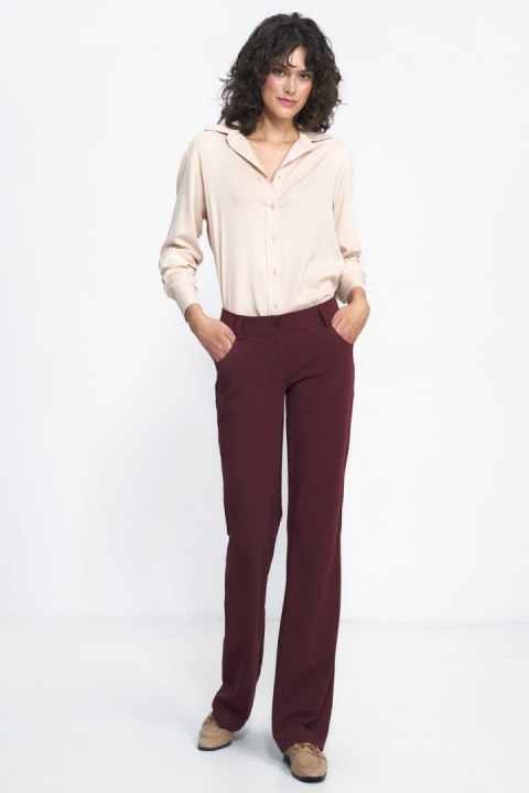 Bordowe spodnie typu bootcut SD80 Bordo - Nife Nife Bordowe spodnie typu bootcut SD80 Bordo - Nife Nife