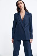 Marynarka oversize dwurzędowa prążek Z71 Navy - Nife Nife Marynarka oversize dwurzędowa prążek Z71 Navy - Nife Nife