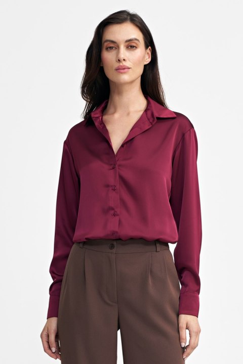 Satynowa koszula body K80 Bordo - Nife Nife Satynowa koszula body K80 Bordo - Nife Nife