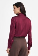 Satynowa koszula body K80 Bordo - Nife Nife Satynowa koszula body K80 Bordo - Nife Nife