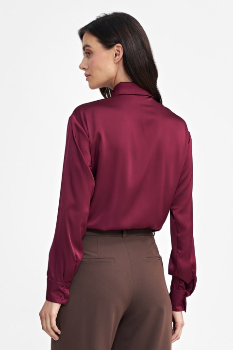 Satynowa koszula body K80 Bordo - Nife Nife Satynowa koszula body K80 Bordo - Nife Nife