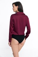 Satynowa koszula body K80 Bordo - Nife Nife Satynowa koszula body K80 Bordo - Nife Nife