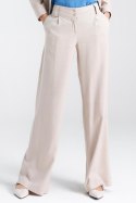 Spodnie lniane wide leg SD85 Beige - Nife Nife Spodnie lniane wide leg SD85 Beige - Nife Nife