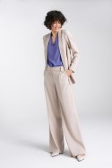 Spodnie lniane wide leg SD85 Beige - Nife Nife Spodnie lniane wide leg SD85 Beige - Nife Nife