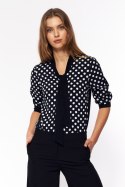 Subtelna bluzka z wiązaniem B140 Black/Grochy - Nife Nife Subtelna bluzka z wiązaniem B140 Black/Grochy - Nife Nife