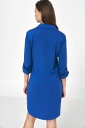 Sukienka Chabrowa sukienka oversize z podwijanym rękawem S226 Chaber - Nife Nife