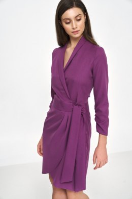 Sukienka Purpurowa sukienka z wiązaniem S223 Purpura - Nife Nife