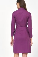 Sukienka Purpurowa sukienka z wiązaniem S223 Purpura - Nife Nife Sukienka Purpurowa sukienka z wiązaniem S223 Purpura - Nife Nife