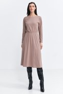 Sukienka z gumką w pasie S259 Beige - Nife Nife Sukienka z gumką w pasie S259 Beige - Nife Nife