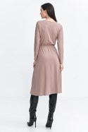 Sukienka z gumką w pasie S259 Beige - Nife Nife Sukienka z gumką w pasie S259 Beige - Nife Nife