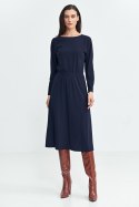 Sukienka z gumką w pasie S259 Navy - Nife Nife Sukienka z gumką w pasie S259 Navy - Nife Nife