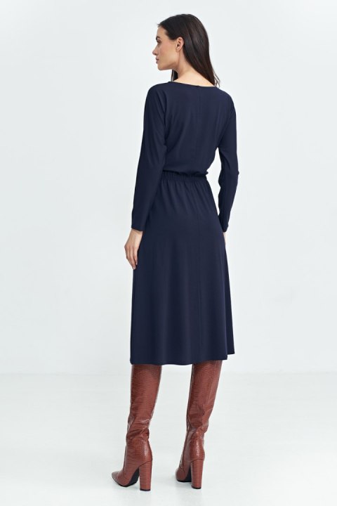 Sukienka z gumką w pasie S259 Navy - Nife Nife Sukienka z gumką w pasie S259 Navy - Nife Nife