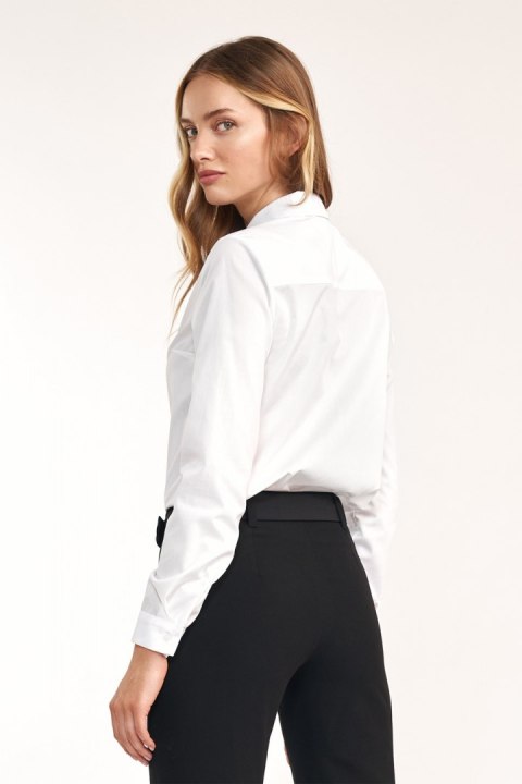 Taliowana biała koszula K61 White - Nife Nife Taliowana biała koszula K61 White - Nife Nife