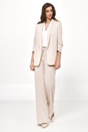 Beżowa marynarka bez zapięcia Z49 Beige - Nife Nife Beżowa marynarka bez zapięcia Z49 Beige - Nife Nife
