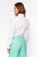 Biała koszula z żabotem K68 White - Nife Nife Biała koszula z żabotem K68 White - Nife Nife