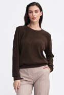 Bluza z dzianiny prążkowanej z długim rękawem BL08 Brown - Nife Nife Bluza z dzianiny prążkowanej z długim rękawem BL08 Brown - Nife Nife