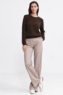 Bluza z dzianiny prążkowanej z długim rękawem BL08 Brown - Nife Nife Bluza z dzianiny prążkowanej z długim rękawem BL08 Brown - Nife Nife