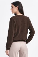 Bluza z dzianiny prążkowanej z długim rękawem BL08 Brown - Nife Nife Bluza z dzianiny prążkowanej z długim rękawem BL08 Brown - Nife Nife
