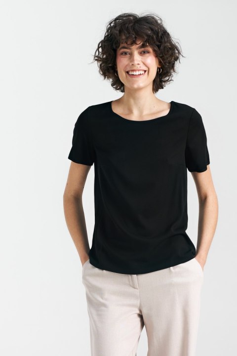 Bluzka basic z krótkim rękawem B160 Black - Nife Nife