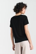 Bluzka basic z krótkim rękawem B160 Black - Nife Nife