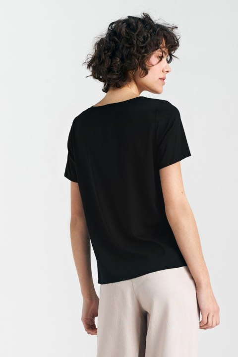 Bluzka basic z krótkim rękawem B160 Black - Nife Nife Bluzka basic z krótkim rękawem B160 Black - Nife Nife