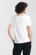 Bluzka basic z krótkim rękawem B160 Ecru - Nife Nife Bluzka basic z krótkim rękawem B160 Ecru - Nife Nife