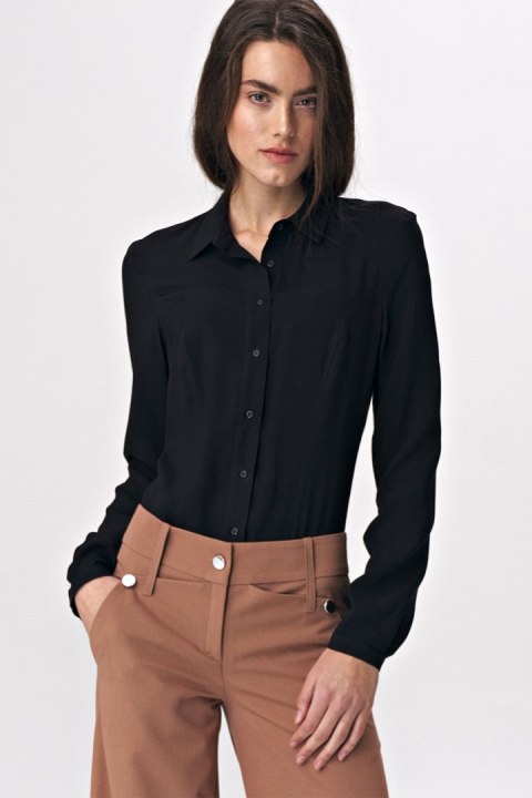 Bluzka koszulowa body B110 Black - Nife Nife Bluzka koszulowa body B110 Black - Nife Nife