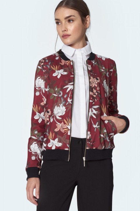 Bordowa bomberka w kwiaty BL01 Flowers/Bordo - Nife Nife Bordowa bomberka w kwiaty BL01 Flowers/Bordo - Nife Nife