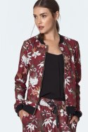 Bordowa bomberka w kwiaty BL01 Flowers/Bordo - Nife Nife Bordowa bomberka w kwiaty BL01 Flowers/Bordo - Nife Nife