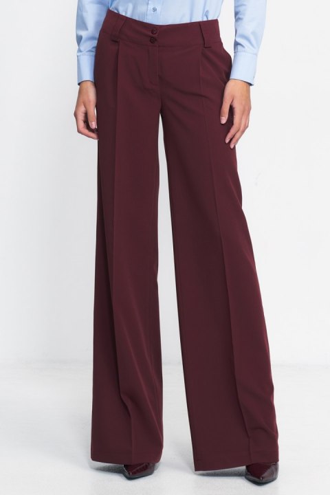 Bordowe spodnie typu wide leg SD81 Bordo - Nife Nife Bordowe spodnie typu wide leg SD81 Bordo - Nife Nife