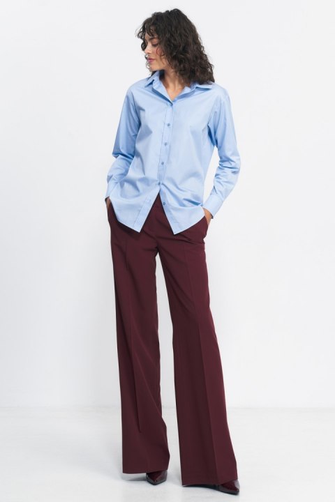 Bordowe spodnie typu wide leg SD81 Bordo - Nife Nife Bordowe spodnie typu wide leg SD81 Bordo - Nife Nife