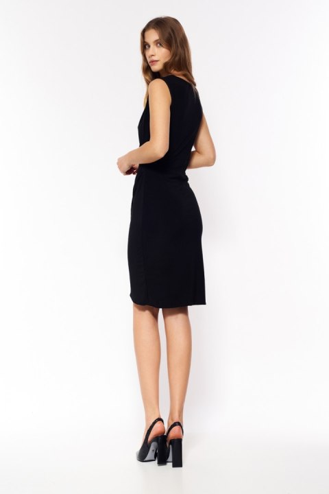 Czarna kopertowa sukienka S202 Black - Nife Nife Czarna kopertowa sukienka S202 Black - Nife Nife