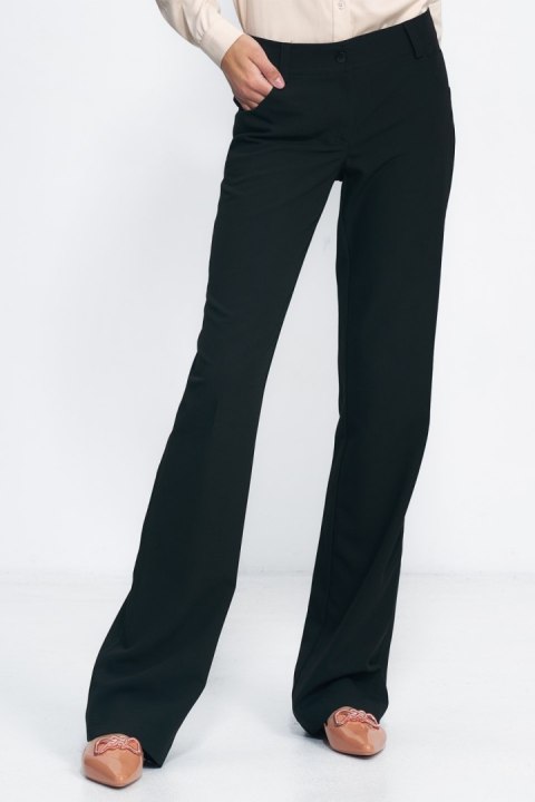 Czarne spodnie typu bootcut SD80 Black - Nife Nife Czarne spodnie typu bootcut SD80 Black - Nife Nife