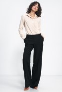 Czarne spodnie typu wide leg SD81 Black - Nife Nife Czarne spodnie typu wide leg SD81 Black - Nife Nife