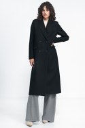Czarny płaszcz oversize PL20 Black - Nife Nife Czarny płaszcz oversize PL20 Black - Nife Nife