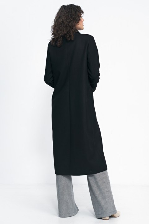 Czarny płaszcz oversize PL20 Black - Nife Nife Czarny płaszcz oversize PL20 Black - Nife Nife