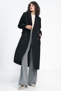 Czarny płaszcz oversize PL20 Black - Nife Nife Czarny płaszcz oversize PL20 Black - Nife Nife