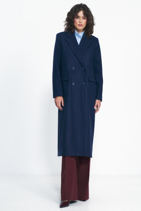 Granatowy płaszcz oversize PL20 Navy - Nife Nife Granatowy płaszcz oversize PL20 Navy - Nife Nife