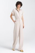 Kombinezon lniany KM34 Beige - Nife Nife Kombinezon lniany KM34 Beige - Nife Nife