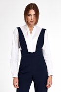 Koszula body bez kołnierzyka K52 White - Nife Nife Koszula body bez kołnierzyka K52 White - Nife Nife