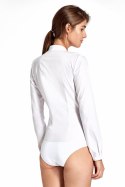 Koszula body bez kołnierzyka K52 White - Nife Nife Koszula body bez kołnierzyka K52 White - Nife Nife