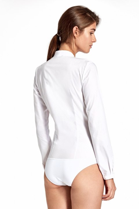 Koszula body bez kołnierzyka K52 White - Nife Nife Koszula body bez kołnierzyka K52 White - Nife Nife