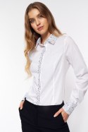 Koszula z wzorzystymi wstawkami K66 White - Nife Nife Koszula z wzorzystymi wstawkami K66 White - Nife Nife