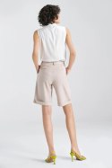Krótkie lniane spodnie typu szorty SD86 Beige - Nife Nife Krótkie lniane spodnie typu szorty SD86 Beige - Nife Nife