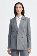 Marynarka oversize dwurzędowa prążek Z71 Grey - Nife Nife Marynarka oversize dwurzędowa prążek Z71 Grey - Nife Nife
