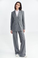Marynarka oversize dwurzędowa prążek Z71 Grey - Nife Nife Marynarka oversize dwurzędowa prążek Z71 Grey - Nife Nife