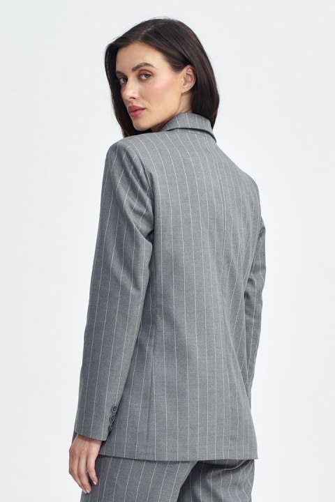 Marynarka oversize dwurzędowa prążek Z71 Grey - Nife Nife Marynarka oversize dwurzędowa prążek Z71 Grey - Nife Nife