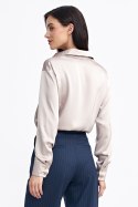 Satynowa koszula body K80 Beige - Nife Nife Satynowa koszula body K80 Beige - Nife Nife